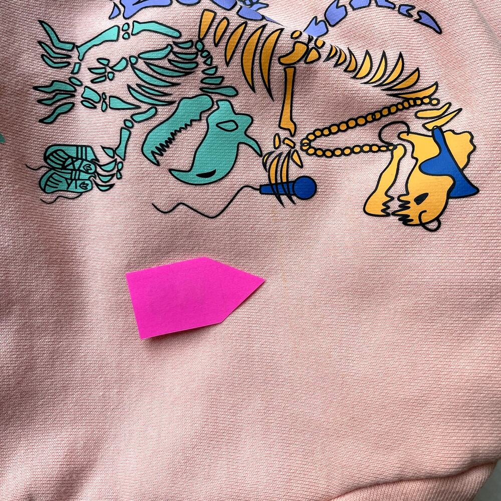Women's‎ Adidas Originals Peach Pink Orange Funny Dino Casual Hoodie Sweater XS - Picture 15 of 16